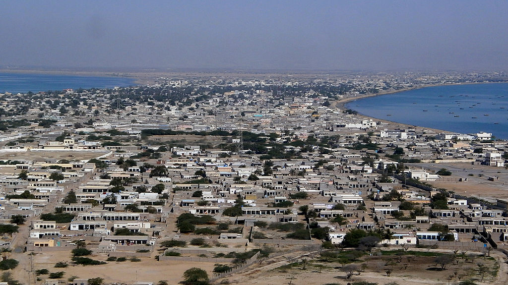 This photograph taken on February 12, 2013 shows the residential area of Gwadar port in the Arabian Sea.    