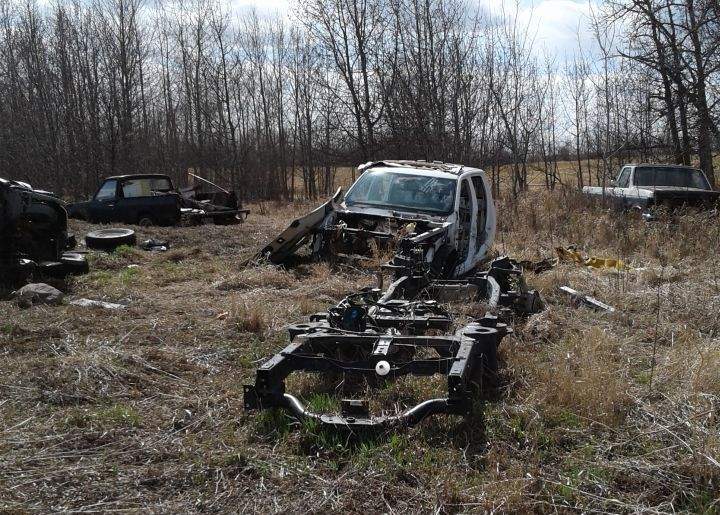 RCMP said more than $200,000 worth of stolen property was discovered at a chop shop in Two Hills, Alta. in April 2019.