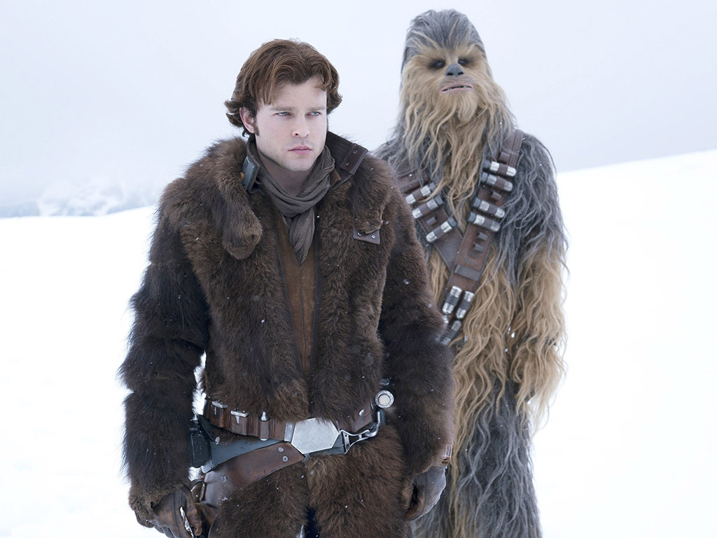 In a photo from Solo: A Star Wars Story, (L-R) Alden Ehrenreich as Han Solo and Joonas Suotamo as Chewbacca.