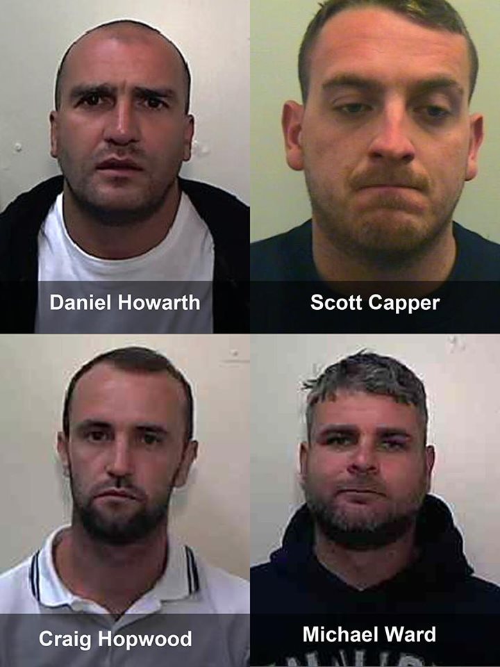 Four men are behind bars in England after their antics forced a flight to Las Vegas to land in Winnipeg.