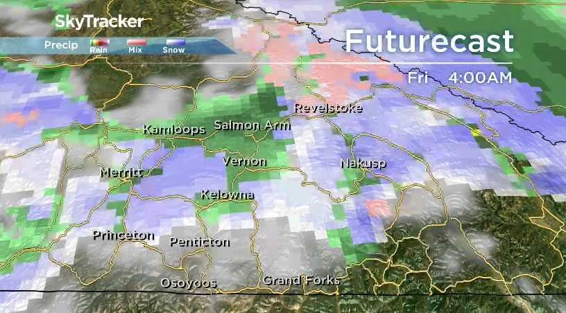 Snow begins to fall at higher elevations during the early morning hours on Friday.