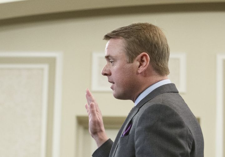 Tyler Shandro, Minister of Health is sworn into office, in Edmonton on Tuesday April 30, 2019. 