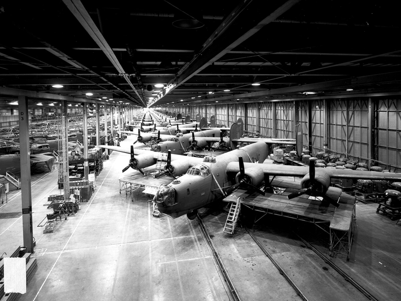 The plane was a four-engine Liberator B Mk VI bomber headed to Europe. It had taken off from Dorval Airport about 15 kilometres away but developed mechanical problems. Photo courtesy: U.S. Army Signal Corps