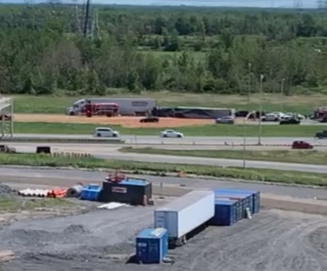 Portions of highway 30 and highway 10 were covered with apples Sunday afternoon