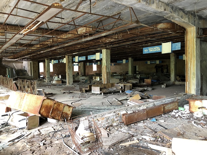 An abandoned building in the Chernobyl area