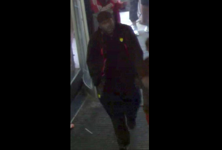 Toronto police released this image of a suspect wanted in connection with a stabbing that occurred near Yonge and Dundas streets at the peak of the Raptors parade.