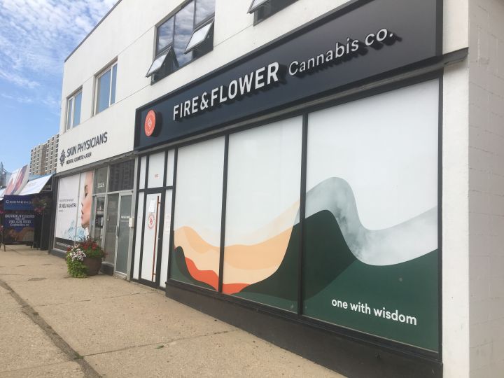 A photo of a Fire & Flower location on Edmonton’s Jasper Avenue.