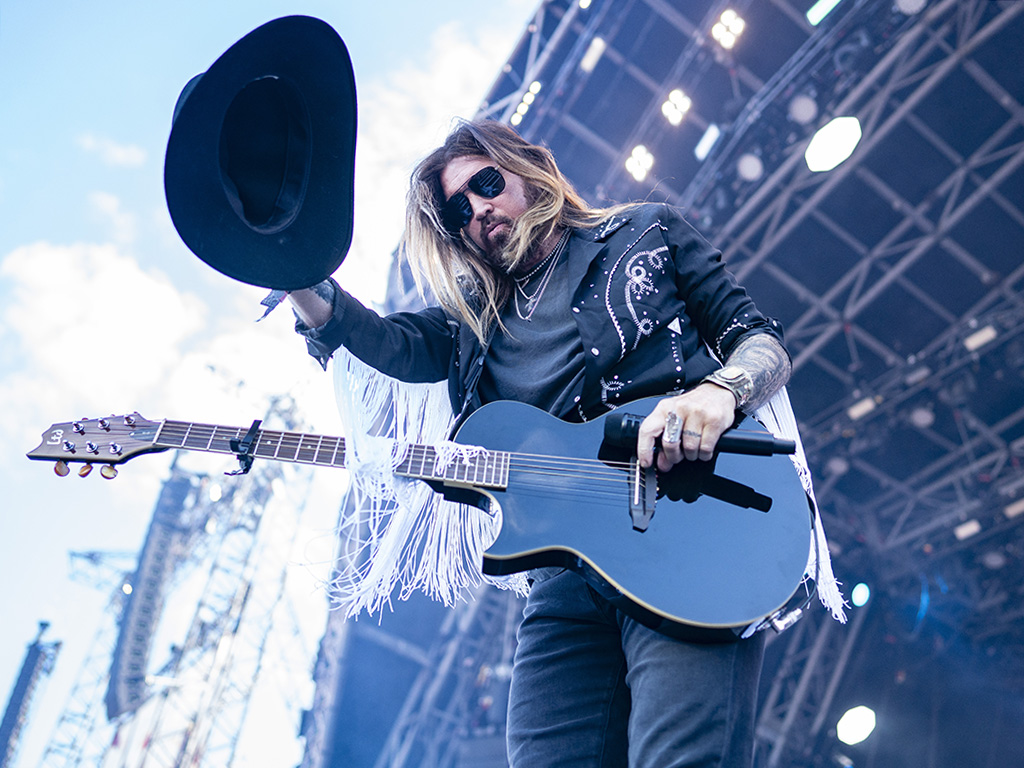 Billy Ray Cyrus performs on The Pyramid Stage during day five of Glastonbury Festival at Worthy Farm, Pilton on June 30, 2019, in Glastonbury, England.