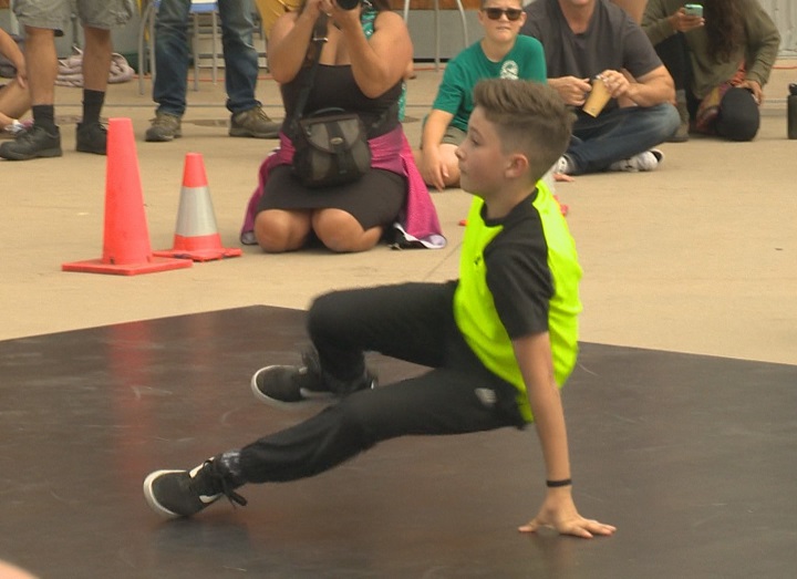 A youth participates in breakdancing at the fourth annual Fresh Coast Festival in Kelowna on Saturday.