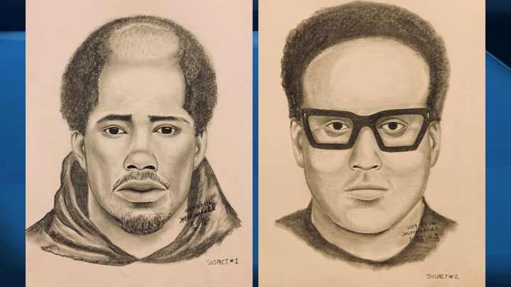 Meadow Lake RCMP have released composite sketches in hopes of identifying two suspects after a woman was shot in the arm.