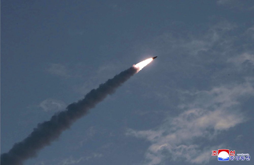 This Thursday, July 25, 2019, photo provided on Friday, July 26, 2019, by the North Korean government shows a test of a missile launch in North Korea.