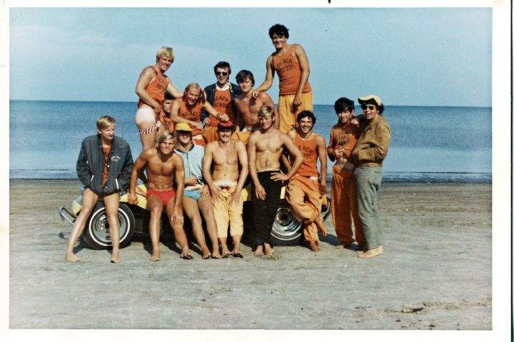Lifeguards after a shift in Wasaga Beach in about 1969-1970.