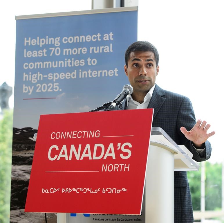 Alykhan Velshi, vice president of corporate affairs at Huawei Canada, speaks during a press conference in Ottawa on Monday, July 22, 2019. THE CANADIAN PRESS/Sean Kilpatrick