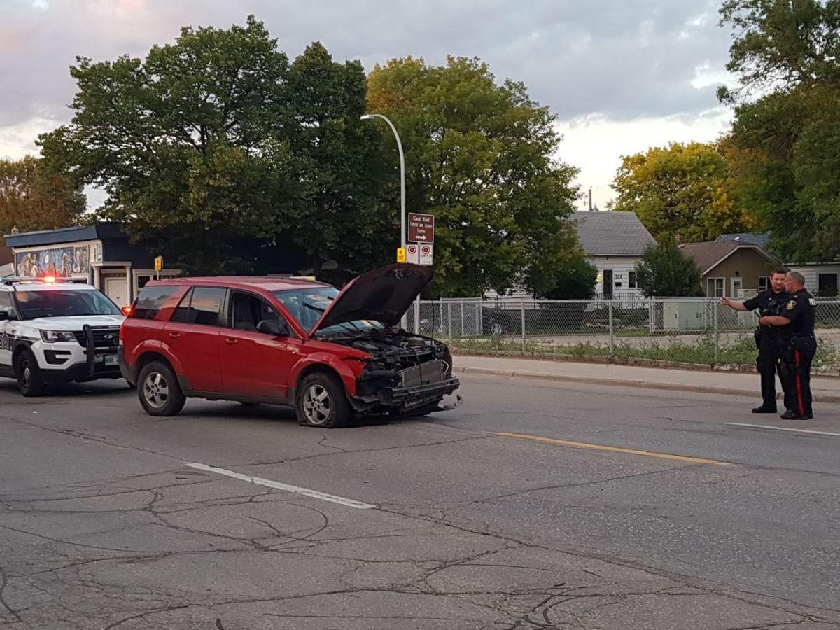Winnipeg police at the scene of the high speed chase in Elmwood.
