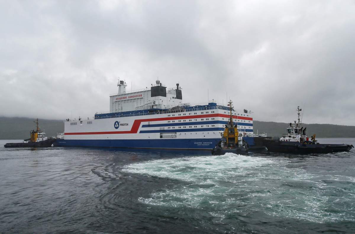 Russia’s floating nuclear power plant Akademik Lomonosov leaves the service base of Rosatomflot company for a journey along the Northern Sea Route to Chukotka from Murmansk, Russia August 23, 2019. REUTERS/Maxim Shemetov