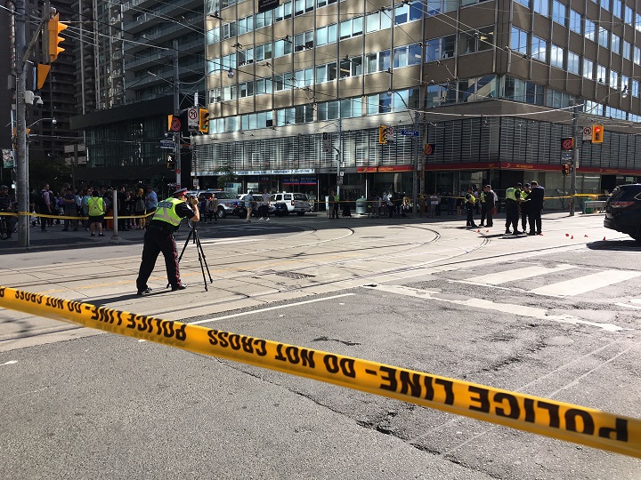 The scene of the crash at Bay and College streets.