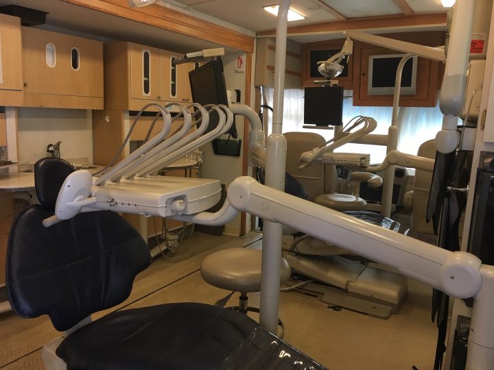 Inside the new Hands In Service mobile dental hygiene clinic.
