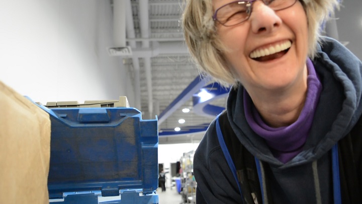 Elaine Wenger working at Goodwill