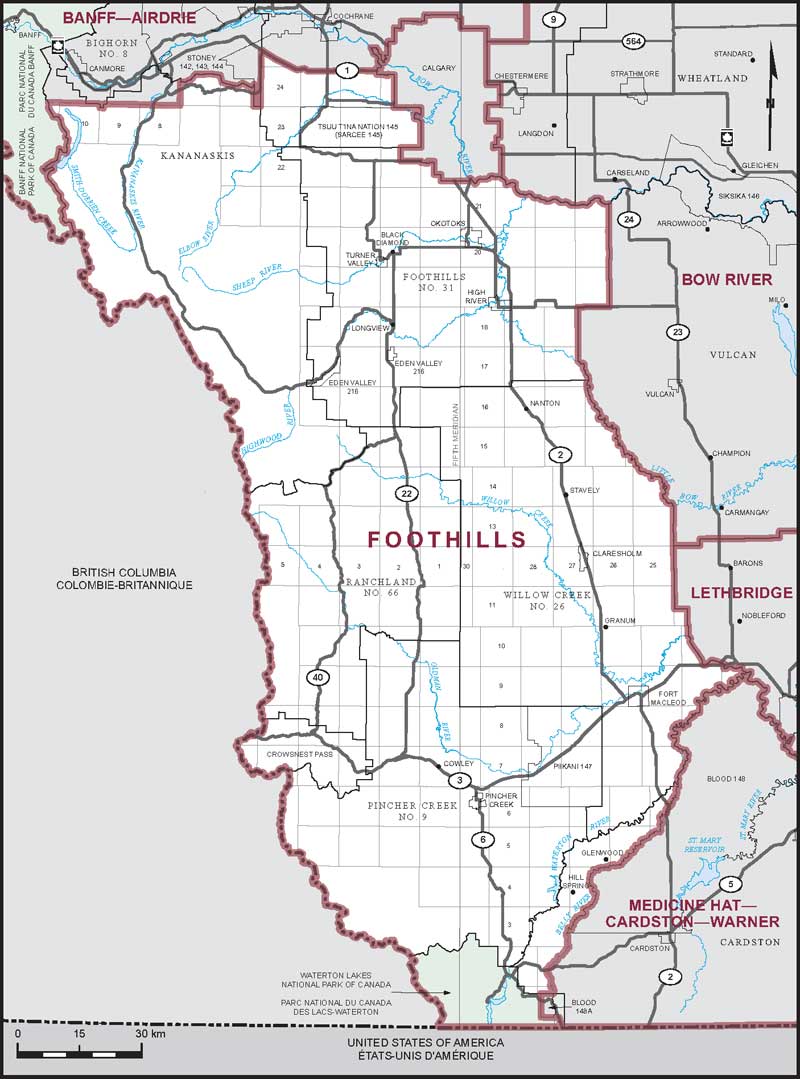 A map of the Foothills riding.