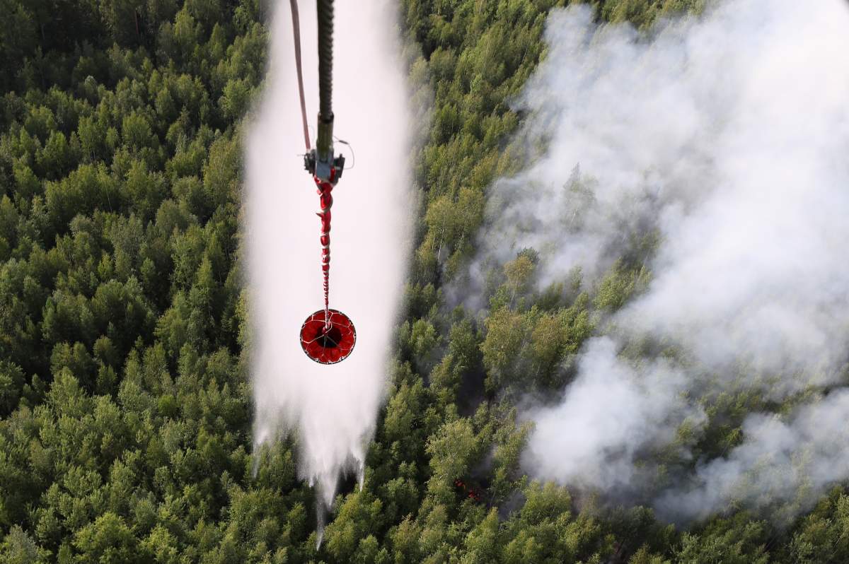 Battling a forest fire in Boguchany District on Aug. 4, over 1 million hectares of woodland have been hit by wildfires in Russia’s Krasnoyarsk Territory.