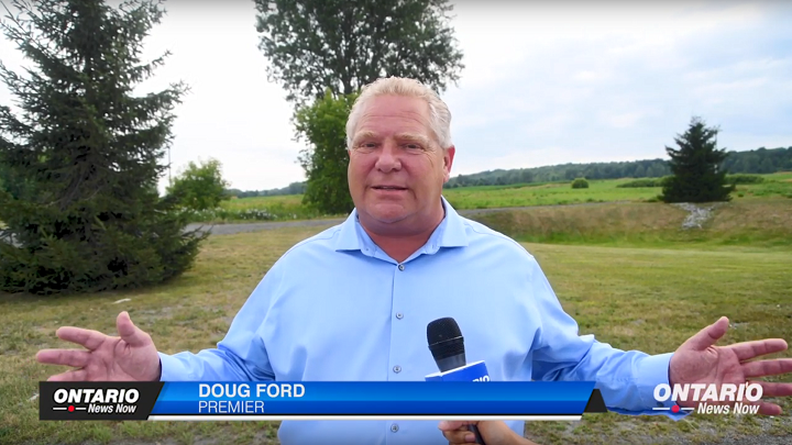 Premier Doug Ford is seen in a screenshot from a July 31st edition of Ontario News Now.