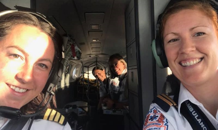 Pilot Carly St. Onge and co-pilot Tamara Kulyk are the only female pilots out of 25 with Saskatchewan Air Ambulance, which is also known as Lifeguard.
