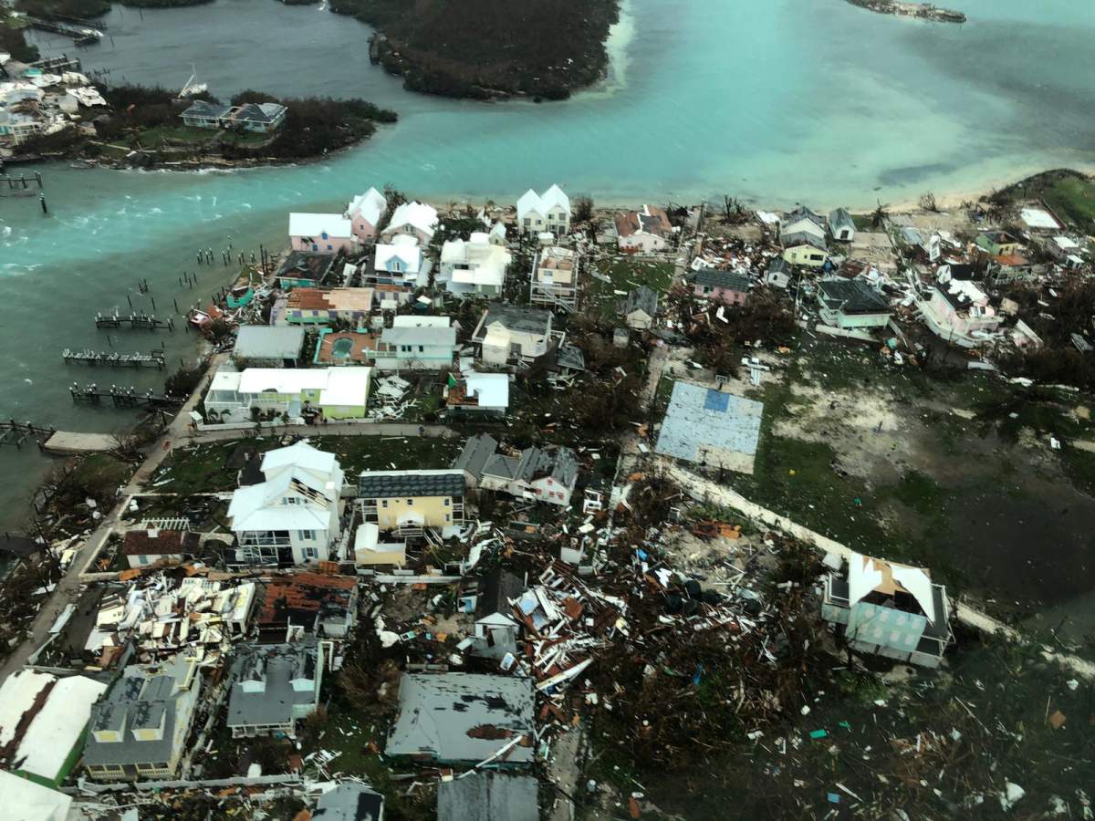 An aerial view shows devastation after hurricane Dorian hit the Abaco Islands in the Bahamas, September 3, 2019. (Michelle Cove/Trans Island Airways/via REUTERS)