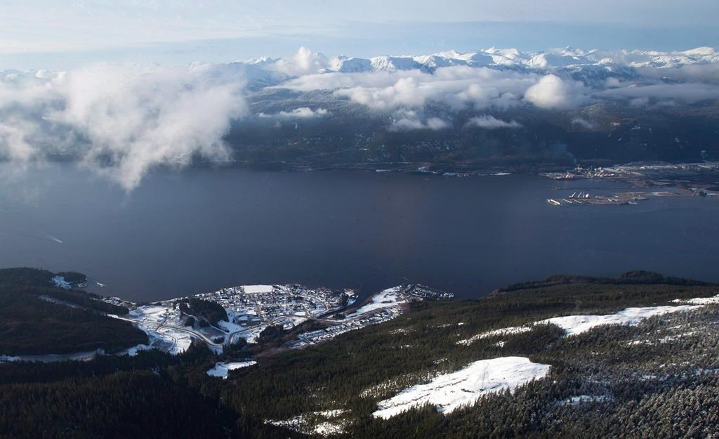 The Haisla First Nation's Kitimaat Village is seen in an aerial view along the Douglas Channel near Kitimat, B.C., on January 10, 2012.