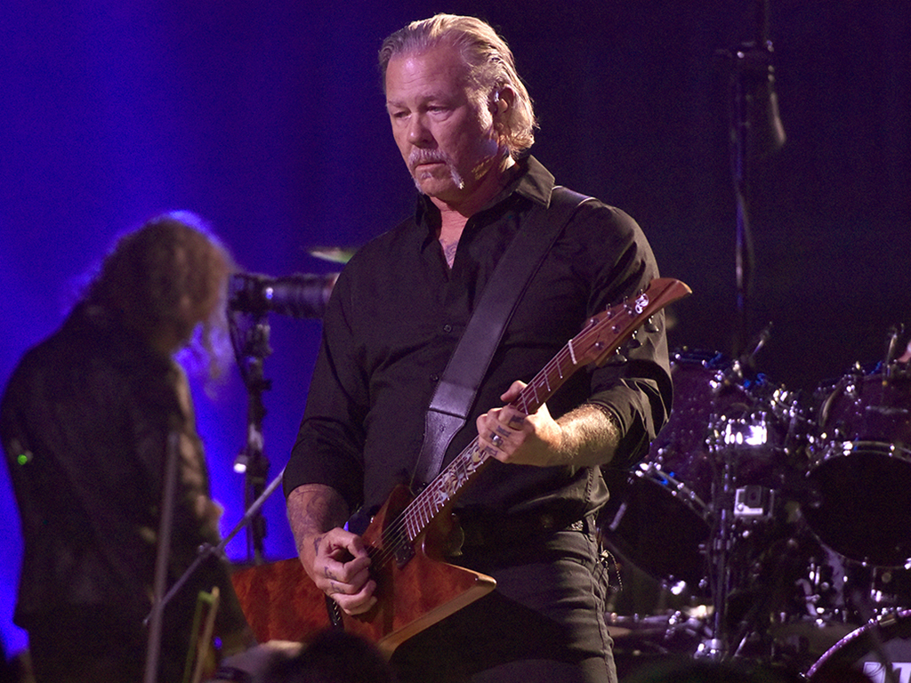 Kirk Hammett (L) and James Hetfield of Metallica perform during the S&M2 concerts at the opening night at Chase Center on Sept. 6, 2019 in San Francisco, Calif.