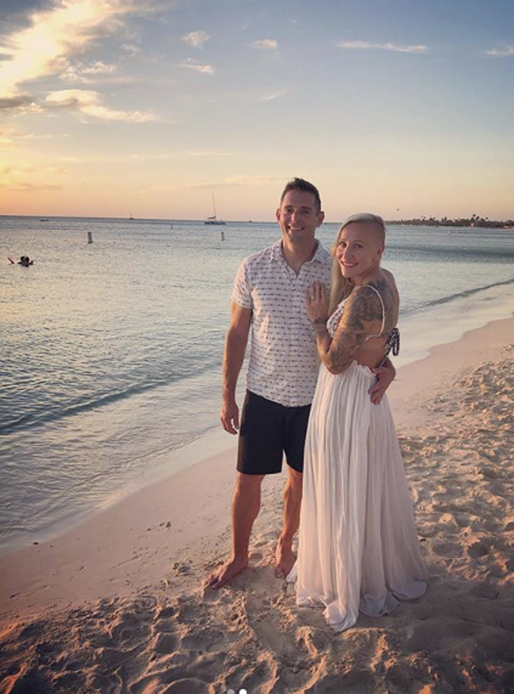 Kaillie Humphries is shown with her fiancé Travis Armbruster on a beach in California in this photo posted to her Instagram page on Sept. 12, 2019.