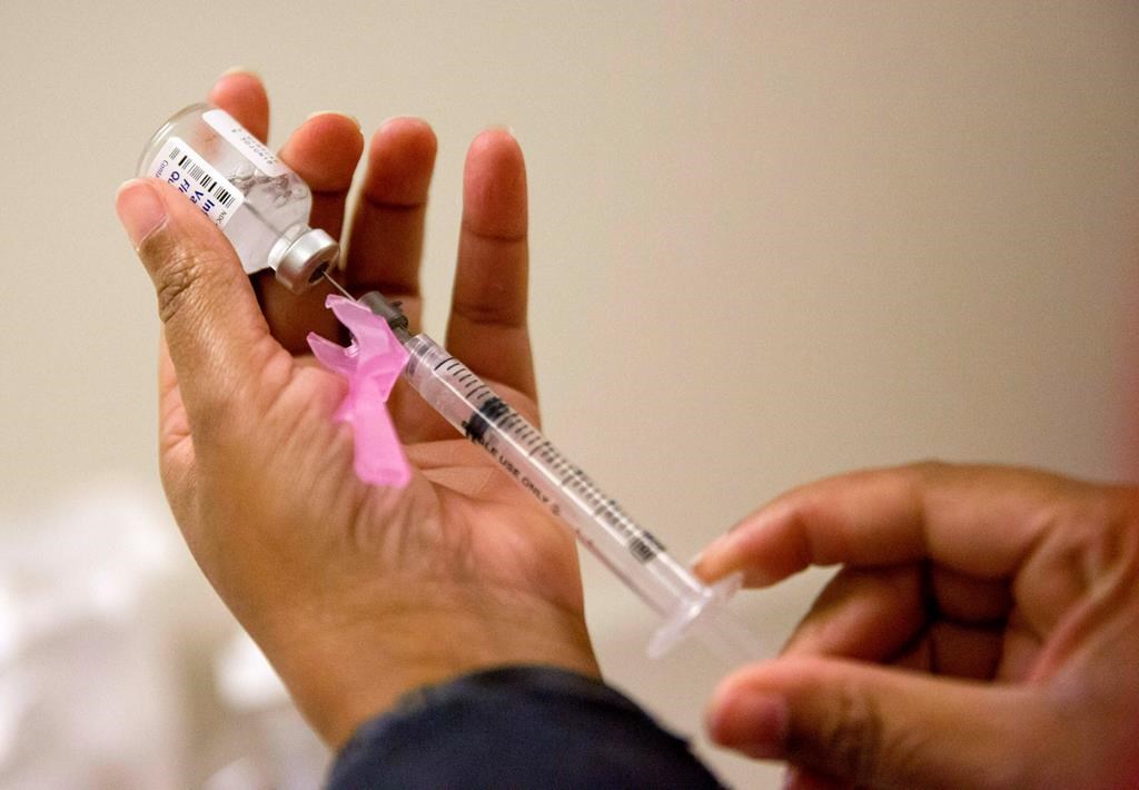 In this Feb. 7, 2018 file photo, a nurse prepares a flu shot.