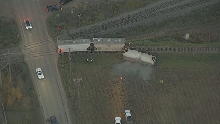 A cleanup is underway after a train derailed near the eastern edge of Edmonton on Tuesday in the area of 17 Street and Broadmoor Boulevard.