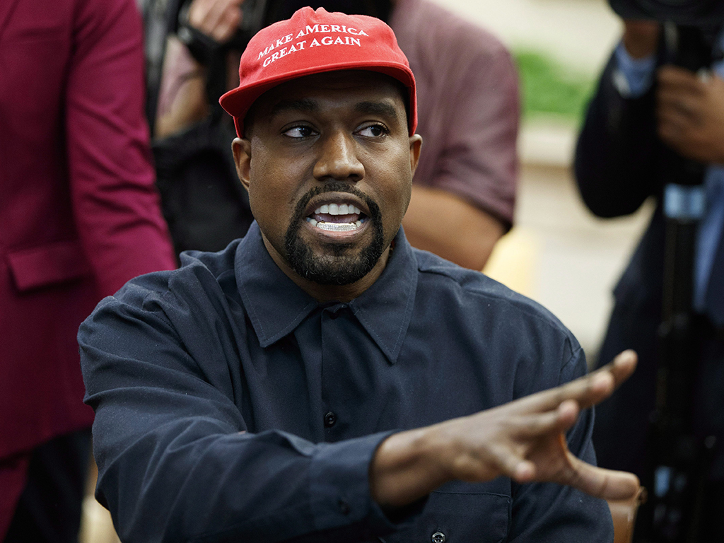 In this Oct. 11, 2018, file photo, Rapper Kanye West speaks during a meeting in the Oval Office of the White House with President Donald Trump in Washington, D.C.