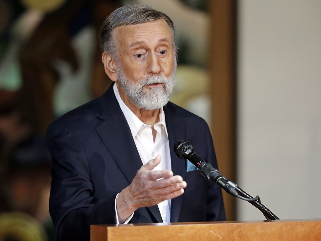 Ray Stevens speaks during the annual announcement of inductees into the Country Music Hall of Fame Monday, March 18, 2019, in Nashville, Tenn. Stevens will be inducted along with the duo Brooks & Dunn and Jerry Bradley.