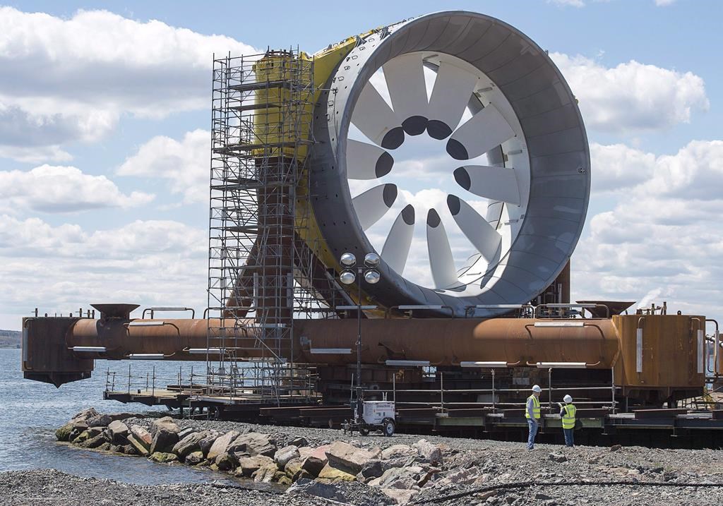 The turbine for the Cape Sharp Tidal project, seen at the Pictou Shipyard, N.S., in 2016.