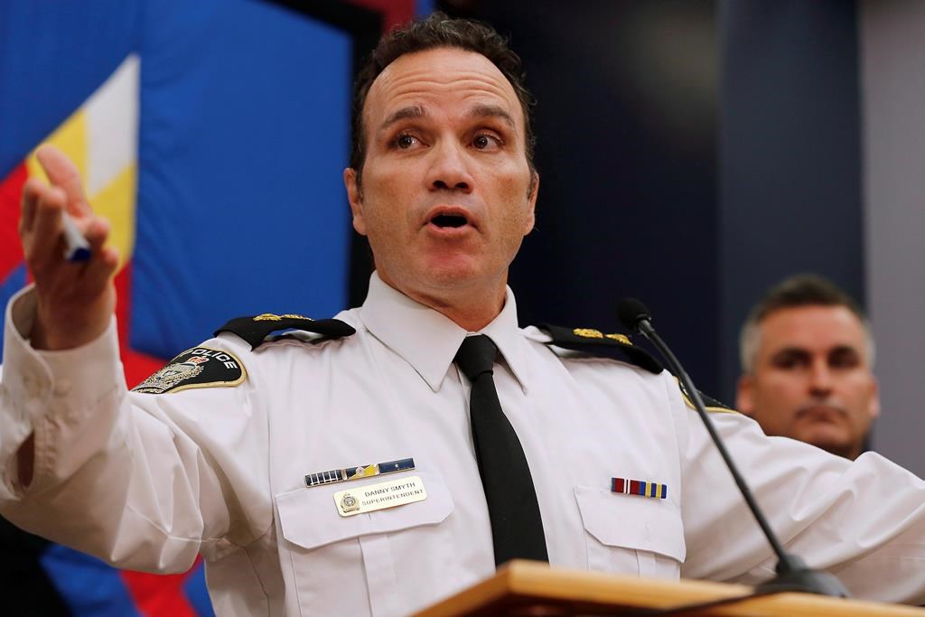 Winnipeg Police Superintendent Danny Smyth speaks at a press conference in Winnipeg Wednesday, November 12, 2014. The city's police association says a lackluster response from the Chief's office to concerns of record-low morale among officers have left him with no choice but to take his concerns public.