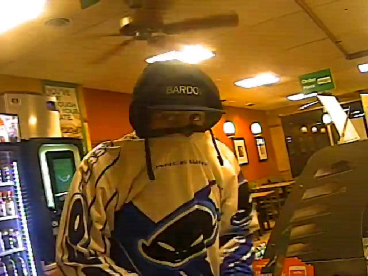 A photo of the suspect in last Monday’s robbery of a Subway restaurant along the 3000 block of Pandosy Street in Kelowna.