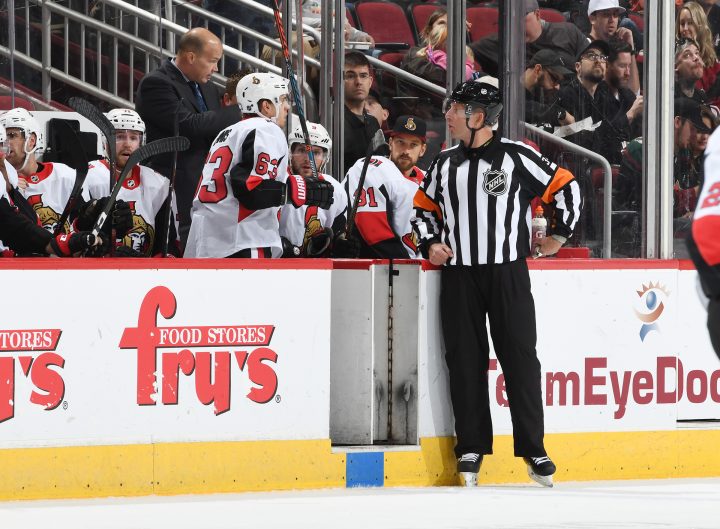 NHL referee Brad Meier during a game.