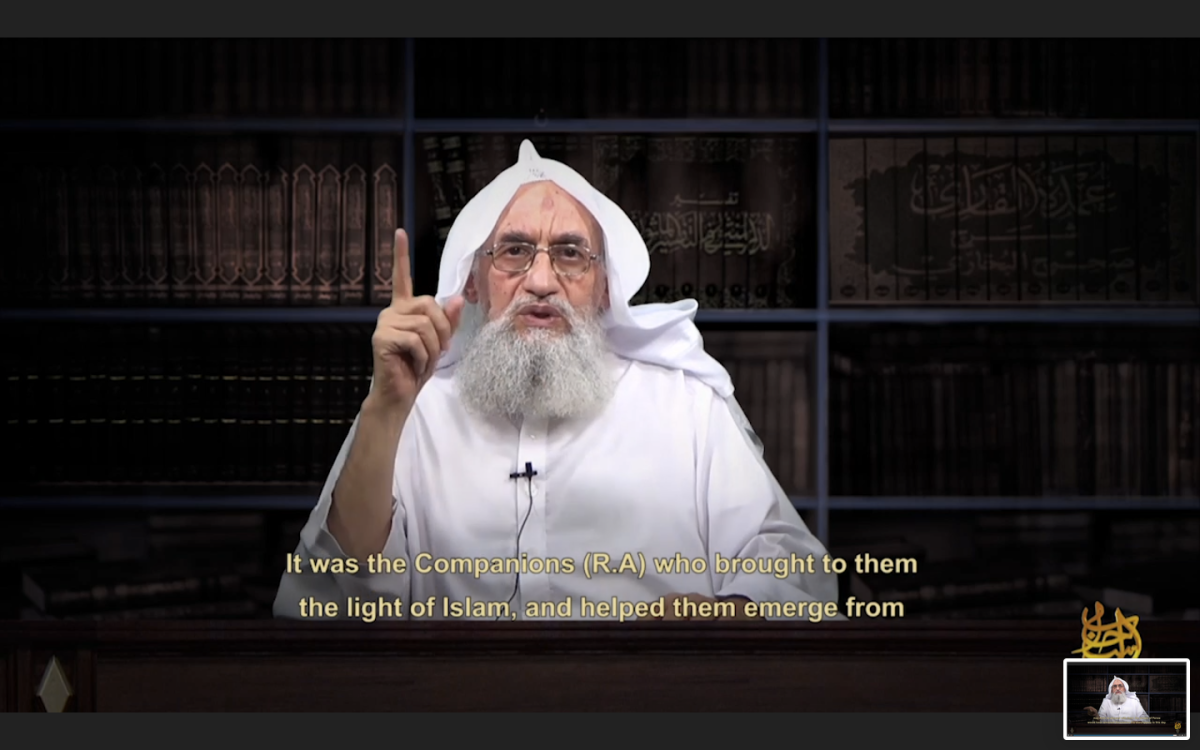 Al Qaeda leader Ayman Al Zawahiri, in a video released in September 2019.