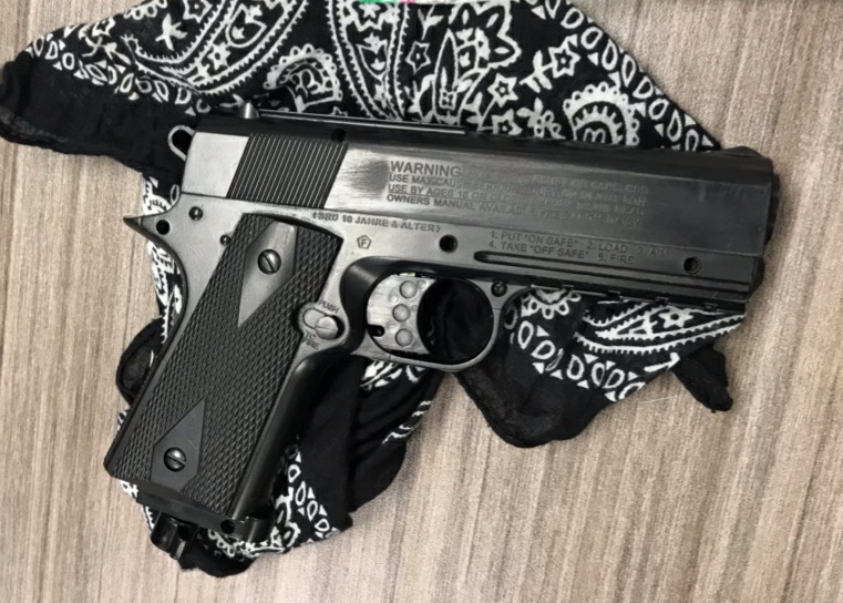 The replica handgun Stratford police say they seized from a 17-year-old male student at a Stratford high school on Oct. 17, 2019.