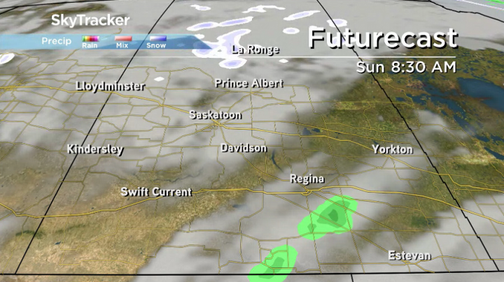 There is a chance of a few spotty flurries in the north and showers in the south on Sunday.