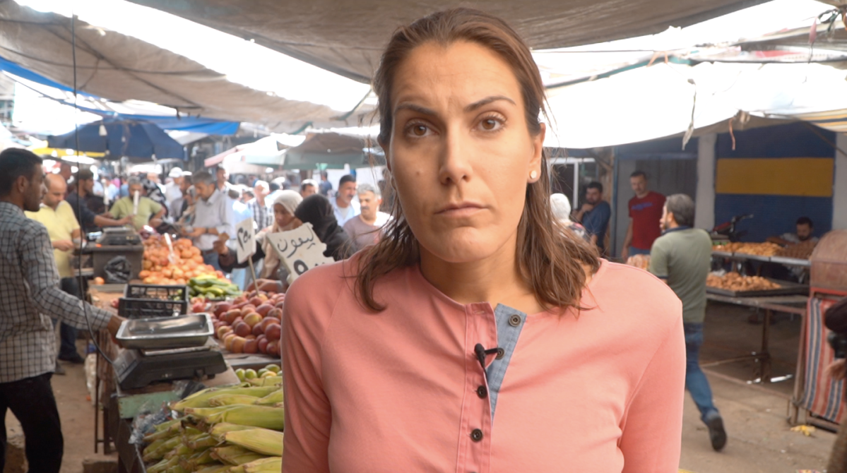 Leah West, a national security law expert at the Norman Paterson School of International Affairs, at the market in Qamishli, Syria.