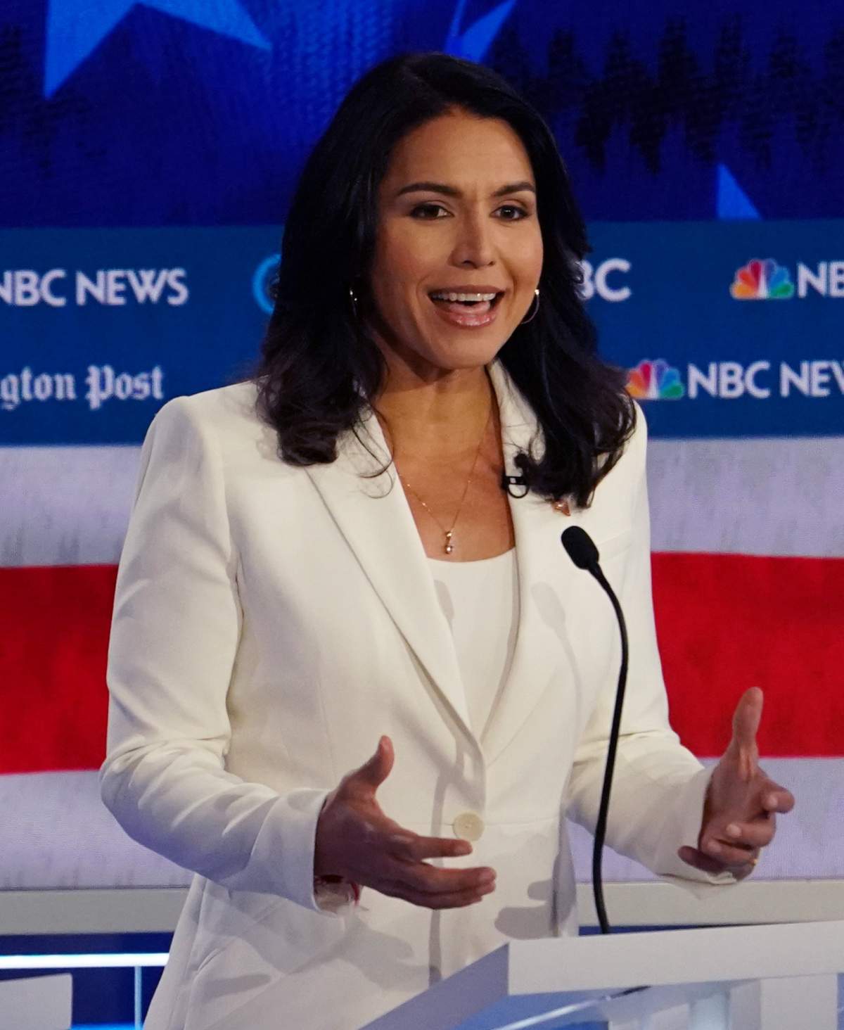 Democratic presidential candidate Rep. Tulsi Gabbard speaks during the fifth 2020 campaign debate at the Tyler Perry Studios in Atlanta, Georgia, U.S., November 20, 2019.