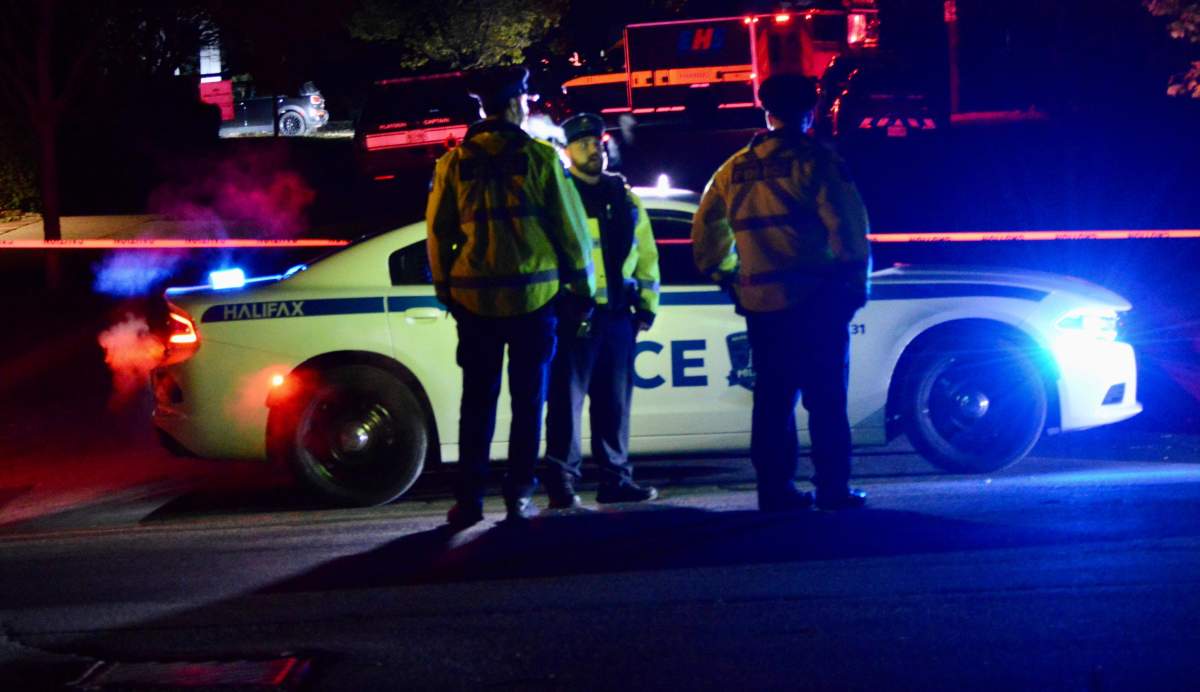 Halifax Regional Police stand watch at a crime scene in October 2019.