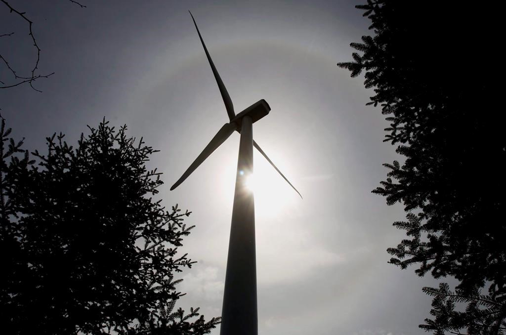 A wind turbine is framed by a sun dog, an atmospheric phenomenon, on Dalhousie Mountain, N.S. on Friday, April 23, 2010.