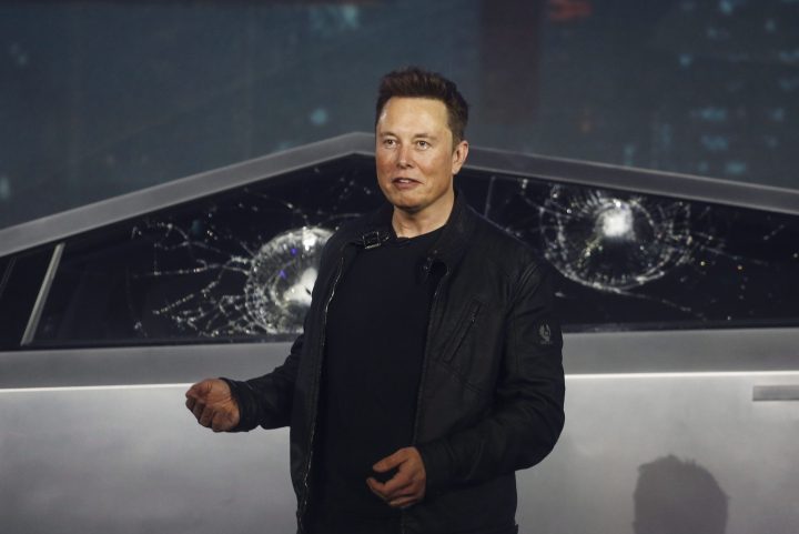 Tesla CEO Elon Musk introduces the Cybertruck at Tesla’s design studio on Nov. 21, 2019, in Hawthorne, Calif. Musk is taking on the workhorse heavy pickup truck market with his latest electric vehicle.