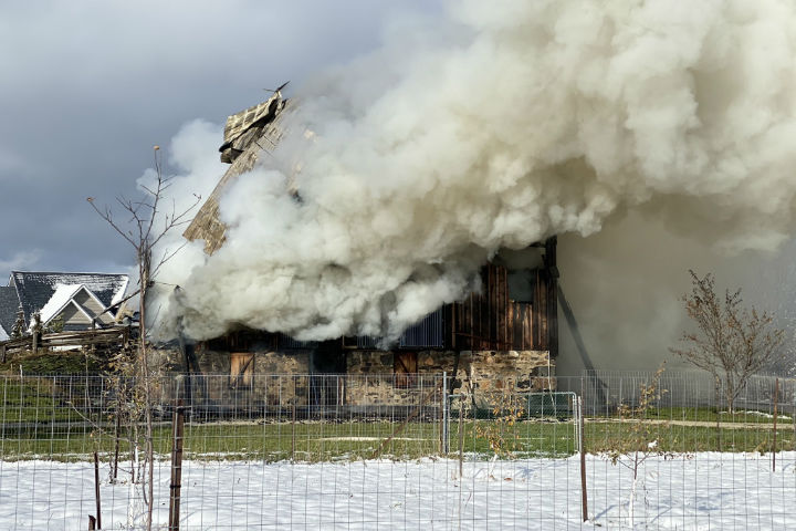 According to Clearview's fire chief, Roree Payment, the blaze, which was caused by a wood stove, is still being extinguished. .