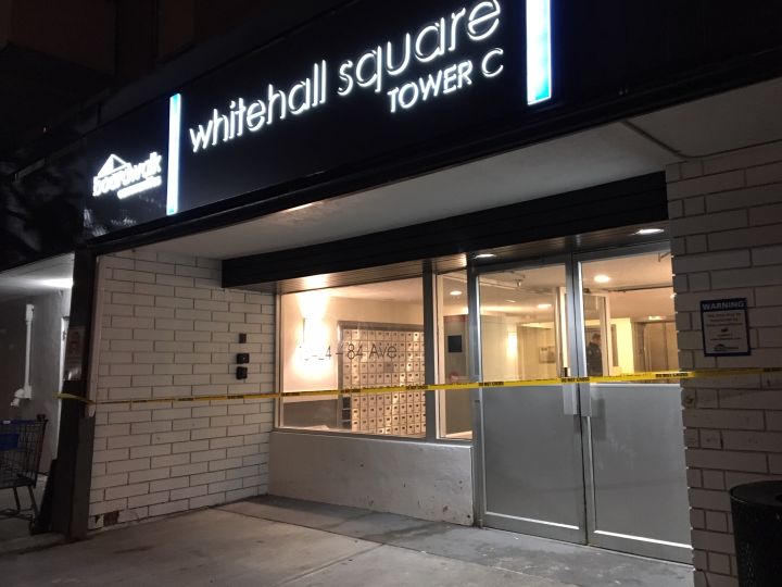 Police are investigating after a body was discovered in the elevator of a high-rise apartment building in west Edmonton on Thursday, Nov. 28, 2019.
