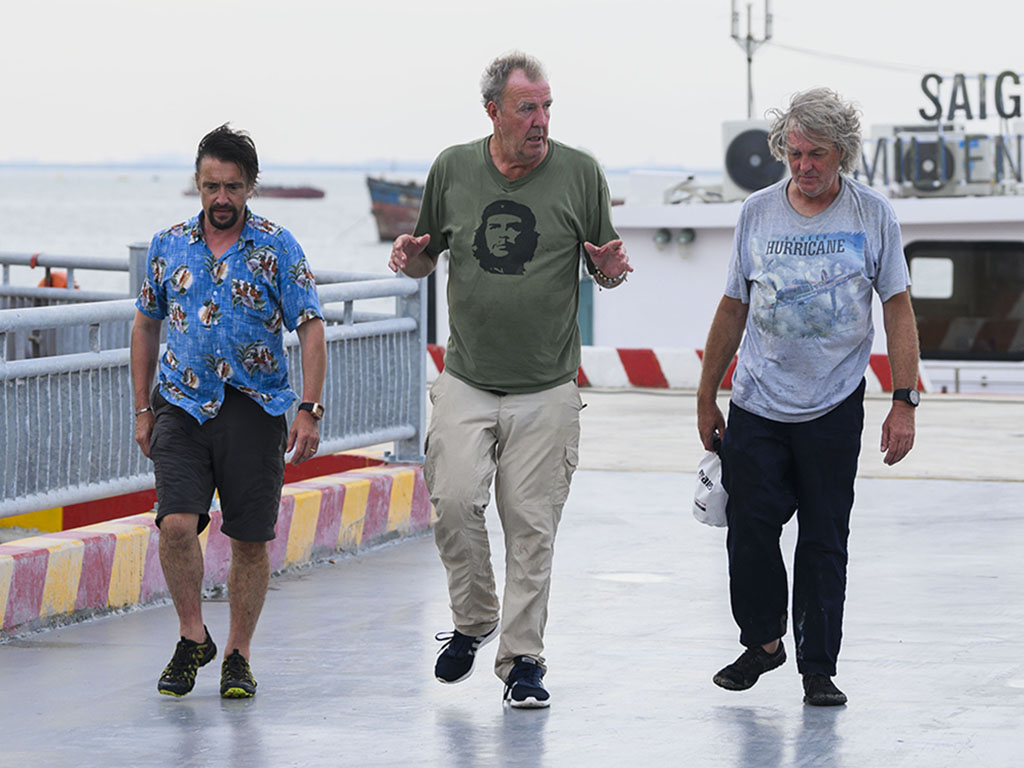 (L-R) Richard Hammond, Jeremy Clarkson, and James May, of Amazon Prime Video’s ‘The Grand Tour Presents: Seamen,’ which premieres on Friday, Dec. 13, 2019.