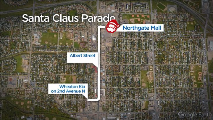 The 2019 Santa Claus Parade route in Regina.